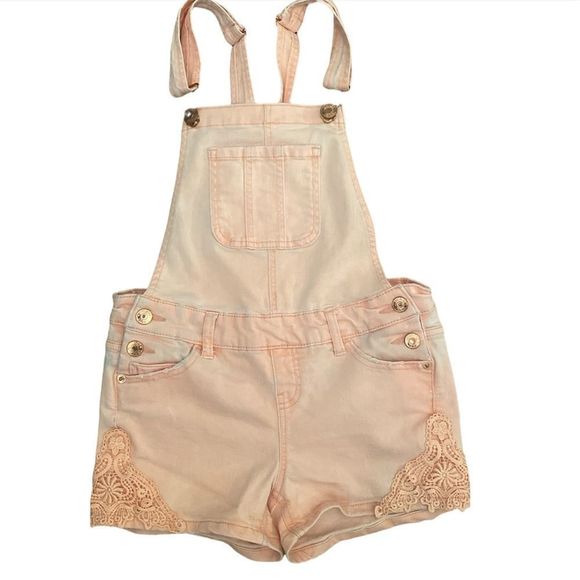 Justice Orange Distressed Overalls Size 12 Girls - Picture 1 of 6